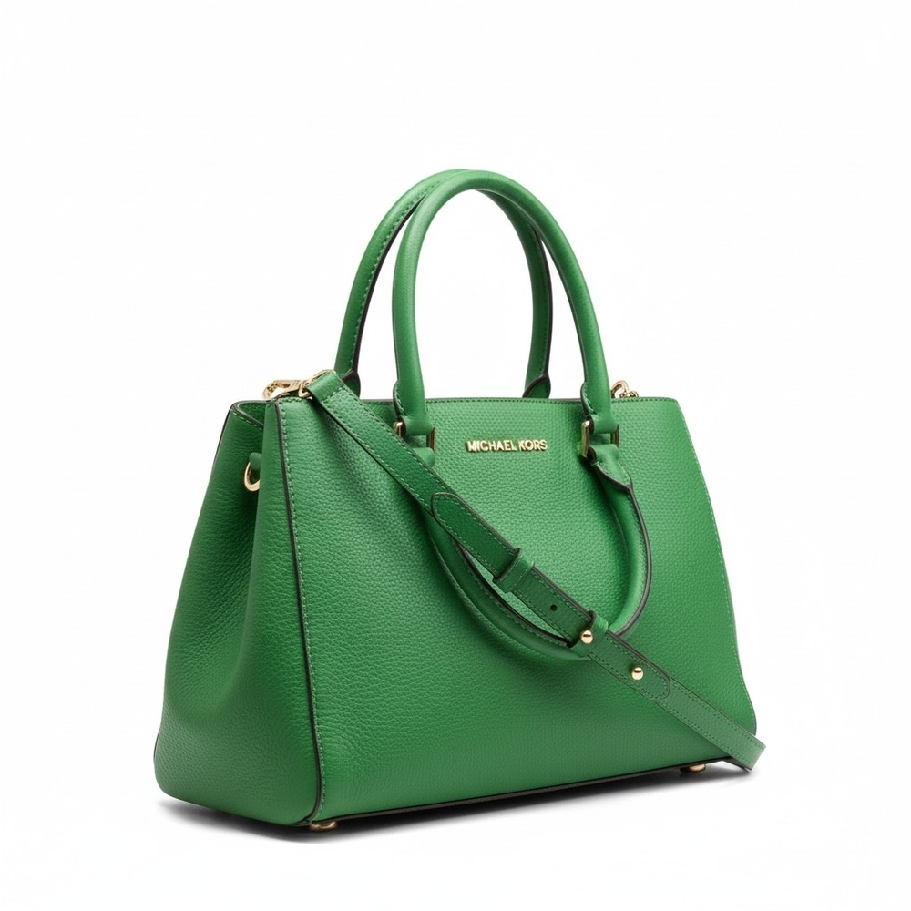 Michael Kors Kelly Green Pebbled Leather Tote Bag - Gently Used